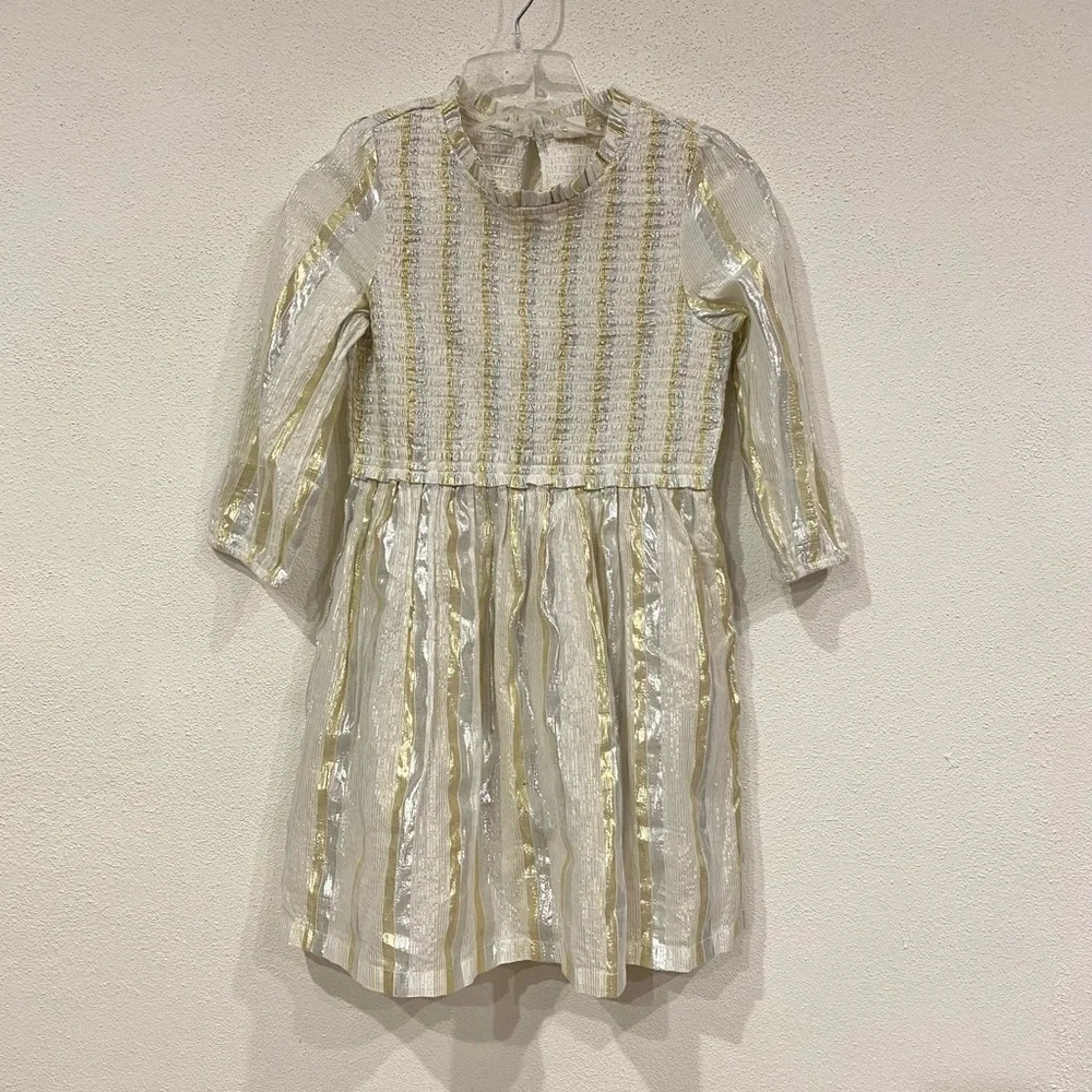 Crewcuts Gold and White Striped Kids Dress